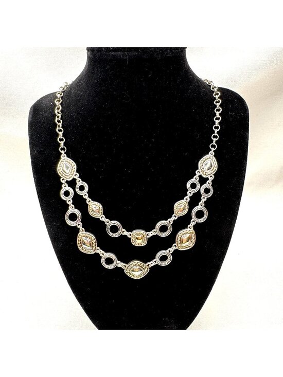 Napier Jewelry - Vintage Napier Two-Tone Double Strand Layered Statement Necklace Quiet Luxury